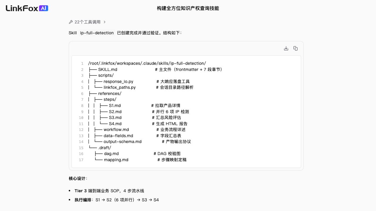 多 Skill 组合：知识产权全检测